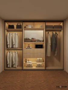 Armoire de chambre à coucher simple et moderne, luxe léger, dressing, combinaison <span class=keywords><strong>d</strong></span>'armoires sur mesure, armoire <span class=keywords><strong>d</strong></span>'<span class=keywords><strong>angle</strong></span> avec porte en verre - Product Image 1
