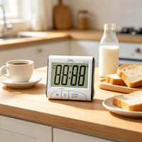 Timer Stopwatch Dapur Multifungsi, Jam 12/24 Jam, Penghitung Mundur 99M59S, Konsumsi Daya Rendah untuk Penggunaan di Rumah & Restoran
