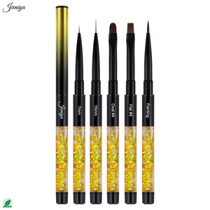 Juego <span class=keywords><strong>de</strong></span> Pinceles <span class=keywords><strong>para</strong></span> <span class=keywords><strong>Uñas</strong></span> con Mango Líquido Degradado Amarillo, Pinceles <span class=keywords><strong>de</strong></span> Nailon Ovalados y Planos <span class=keywords><strong>para</strong></span> Sistema <span class=keywords><strong>de</strong></span> Polvo Acrílico - Product Image 2