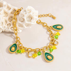 Collier pendentif avocat en acier inoxydable plaqué or 18 carats, bijou à thème fruit pour femme, cadeau, accessoire de mode - Product Image 3