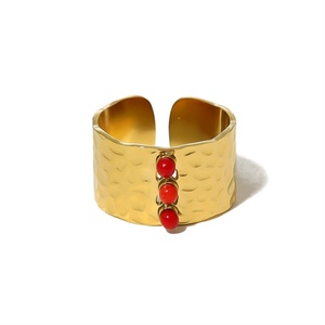 Low Price Zircon Stainless Steel Wedding <b>Rings</b> Gold Plated Red Natural Stone Zircon <b>Ring</b> - Product Image 5