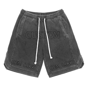 Servicio OEM ET318, Pantalones Cortos de Estilo Vintage para Hombre, Lavado Ácido, 380GSM, 100% Algodón, Cierre con Cordón, Logotipo Personalizado - Product Image 4