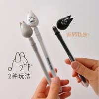 Pluma neutra magnética de suspensión divertida de dibujos animados, rotación de descompresión para estudiantes, cabeza de aguja negra, pluma de prueba de cepillado de 0,5mm