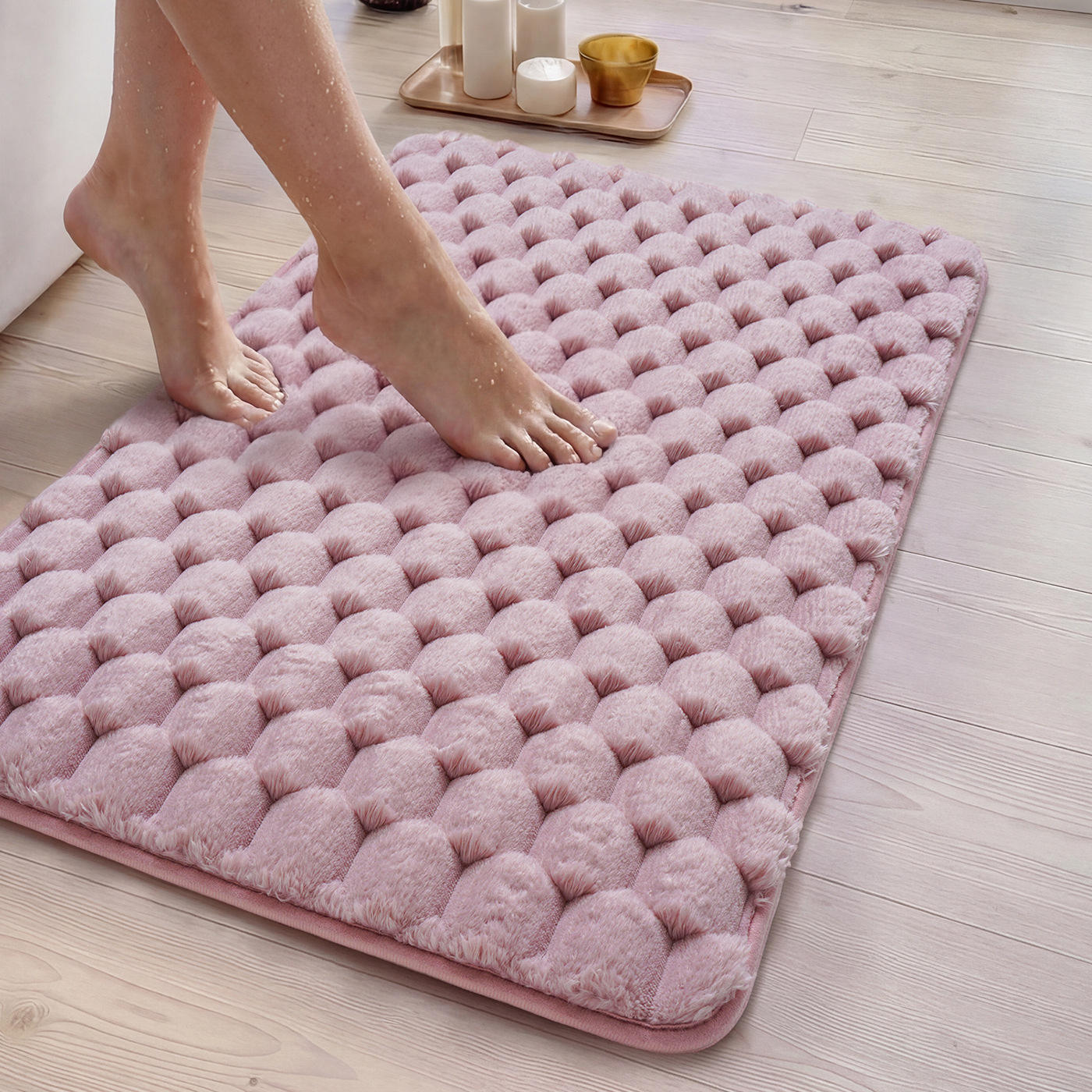 Alfombra de baño de algodón de alta densidad - rosa granulado