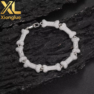 New Model Hip-Hop Bone BANGLES 10mm Full Zirconia Strand <b>Bracelet</b> <b>Copper</b> Alloy European-Style Trendy Brand Unisex Party - Product Image 3