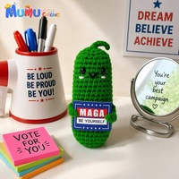 Boneka Amigurumi Rajutan Tangan Custom OEM dengan Kartu, Hadiah Positif Lucu untuk Acara Perusahaan dan Souvenir Pesta