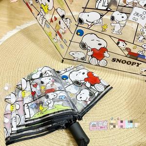 Paraguas Plegable Automático y Portátil Ruunjoy con Mango Largo y Corto para Estudiantes, Diseño Lindo y Transparente con Estampado Personalizado de la Serie de Anime Inspirada en <span class=keywords><strong>Snoopy</strong></span> - Product Image 4