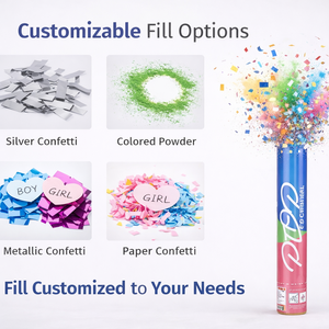 Canon à confettis biodégradable personnalisé avec logo et moule pour révélation du sexe, mariage, anniversaire, fête prénatale - Product Image 3