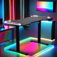 Bureau de jeu pour ordinateur, table de jeu ESports, ergonomique, RGB, intelligent, électrique, réglable en hauteur