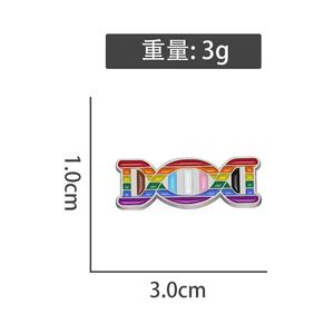 LGBT Rainbow Stripe Science DNA para solapa Pin Badge <span class=keywords><strong>Gay</strong></span> Bisexual Pride Metal Broche Joyería de hadas para mochila Camisa Metal Craft - Product Image 6