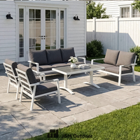 Ensemble de mobilier de jardin haut de gamme en aluminium 7 places, style professionnel, canapé de patio moderne et confortable avec table pour cour
