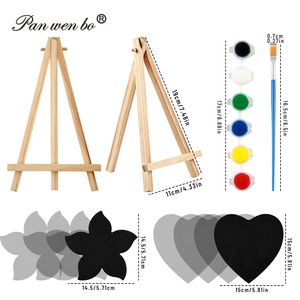 Kit de <span class=keywords><strong>peinture</strong></span> Panwenbo avec panneaux de toile DIY de forme personnalisée à dos noir <span class=keywords><strong>et</strong></span> chevalet - Product Image 2