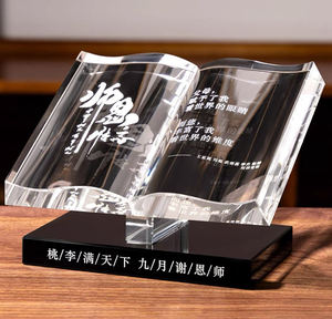 ब्लैक बेस MH-MJ0617 के साथ अनुकूलित क्रिस्टल ओपन बुक प्रमाणपत्र पट्टिका ट्रॉफी - Product Image 3