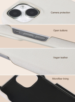 Étui magnétique pour iPhone 17/16 Pro Max en cuir végétalien de mycélium biodégradable et écologique de luxe