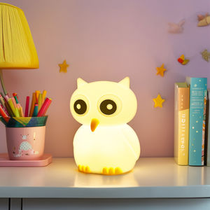 Lampu Isi Ulang Usb Kawaii Lampu Silikon Kecil Bentuk Burung Hantu Lampu Led Hewan Lucu Lampu Tidur Kamar Tidur yang Dipersonalisasi - Product Image 5