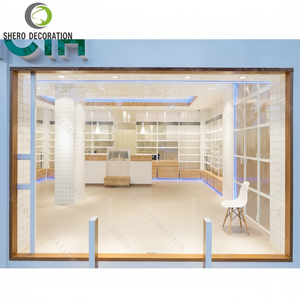 Meubles de présentation pour pharmacie avec éclairage LED, étagère d'angle en aluminium, comptoir, dimensions personnalisables, respectueux de l'environnement - Product Image 1