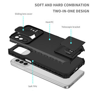 Funda de teléfono con armadura de protección de cámara deslizante para Motorola <span class=keywords><strong>Moto</strong></span> G Stylus 5 G/G Power / <span class=keywords><strong>G42</strong></span> G52 G50 / E7i E20, funda trasera con soporte - Product Image 4