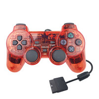 Manette de jeu à vibration filaire Manette de jeu vidéo sans fil PS2 pour Playstation 2 joystick transparent clair