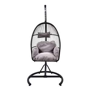 Moderno y Cómodo Sillón <span class=keywords><strong>Colgante</strong></span> Tipo Huevo para Jardín, Patio o Balcón, Muebles de Exterior, Columpio Metálico - Product Image 3