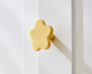 Poignée Santaya en laiton massif brossé, design animal (ours/coeur/étoile), forme originale multifonction pour tiroir de chambre d'enfant - Product Image 1