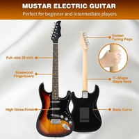 Huasheng Electric Guitar Full Size Beginner's Musical Instrument Kit High Quality 39 Inch With 25 Watt Amplifier SUNSET 3PCS/CTN