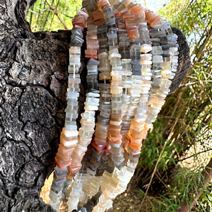 Multi Moonstone Square Beads, Natural <b>Spacer</b> Strand (5-6 mm) - Product Image 1
