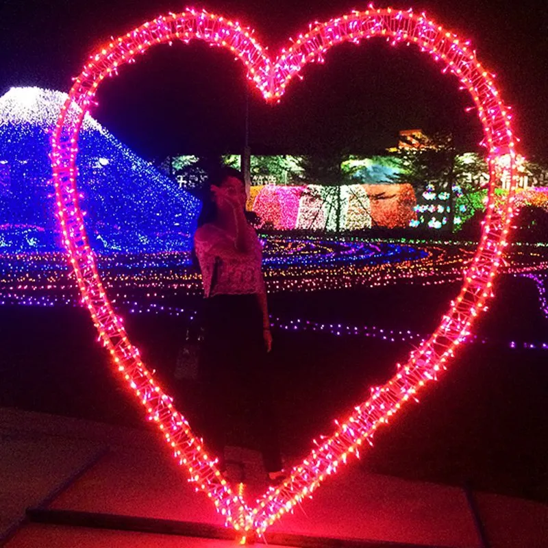 Outdoor event party wedding christmas pink white color decoration heart shaped led lights