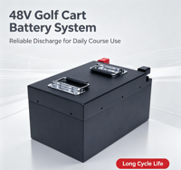 Batterie liquide LiFePO4 pour voiturette de golf 51.2V/64V 105Ah/150Ah/230Ah avec BMS Bluetooth intégré, 3000 cycles, décharge profonde, avec chargeur OEM