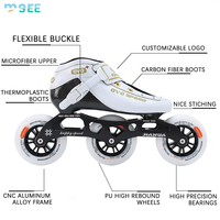 Patins à roulettes de vitesse SeeMore, prix de détail, 90/100/110 mm, chaussures de patinage de course, bottes en fibre de carbone, patins à roulettes de vitesse professionnels