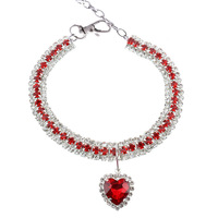 Collier pour chat et collier pour chien en forme de cœur avec strass goutte d'eau, fermoir mousqueton, bijoux toutes saisons, vente en gros