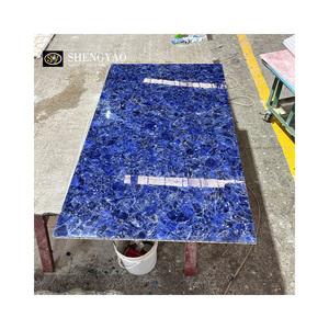 Tự nhiên sang trọng pha lê thạch anh sodalite màu xanh jasper đá quý đá vòng bàn ăn hàng đầu - Product Image 3