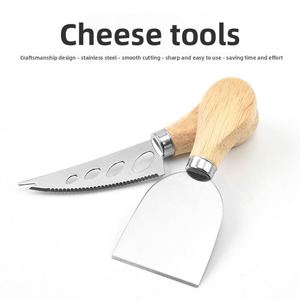 Ensemble de mini-couteaux à fromage portables manuels avec manche en bois, spatules à beurre de cacahuète en acier inoxydable pour usage domestique - Product Image 2