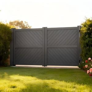 Çift Kanatlı Alüminyum Giriş Kapısı Otomatik Akıllı Kilit Koyu Gri Jet Siyah Balık Sırtı Çıta Kapı Lüks Ev Dış Cephesi İçin - Product Image 3