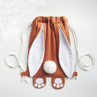 Sac à dos professionnel personnalisé en peluche avec cordon de serrage, oreilles de lapin mignonnes, queue de lapin, pour enfants, cadeau d'anniversaire ou de Pâques pour tout-petits, organisateur