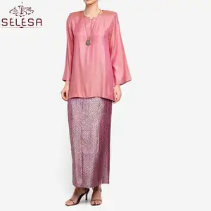 Oem Harga Grosir Malaysia Setelan Modis Modern Wanita Malam Blus Lengan Panjang dengan Rok Kurung Baju Muslim