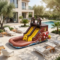Toboggan aquatique gonflable portable sur le thème du bateau pirate avec piscine, gonflage rapide, usage commercial, grande capacité, équipement de jeu extérieur