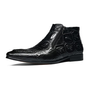 Chaussures montantes pour hommes avec empeigne en cuir véritable et semelle en caoutchouc antidérapante, idéales pour les affaires et les vacances - Product Image 1