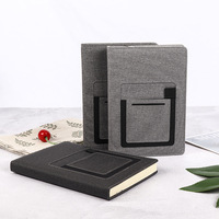 Carnet en cuir PU de haute qualité SL, format A5, avec texture de tissu personnalisée, porte-téléphone et porte-stylo, idéal comme cadeau