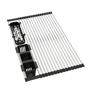 Telescopic Drain <b>Rack</b> Foldable Silicone Kitchen <b>Dish</b> <b>Rack</b> Multifunctional Roll Up Drainer For Sinks - Product Image 1