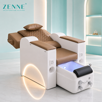Fauteuil de pédicure spa moderne de luxe avec bain de pieds massant, mobilier de salon de manucure avec bassin LED, rangement et accoudoirs, personnalisable OEM pour centres commerciaux et hôtels