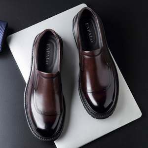 Chaussures pour hommes en cuir de vachette de style britannique haut de gamme, mi-mollet, décontractées, confortables, à enfiler, pour l'automne - Product Image 5