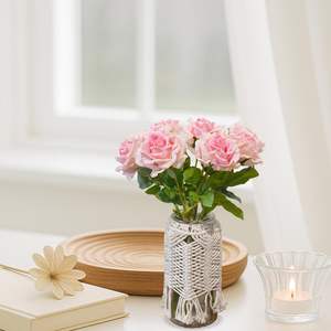 Venta al por Mayor de Fábrica: Rosas Artificiales Modernas Hechas a Mano en Color Polvo de Seda para el Hogar, Día de la Madre, Navidad, Pascua - Product Image 4