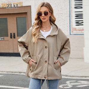 Manteau <span class=keywords><strong>Trench</strong></span> <span class=keywords><strong>Court</strong></span> <span class=keywords><strong>Femme</strong></span> Imperméable et Coupe-Vent <span class=keywords><strong>Beige</strong></span> Grande Taille à Capuche – Collection Printemps – Vente en Gros Mode - Product Image 1