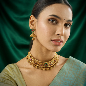 Collar de Gargantilla Antiguo 185262 de Aleación de Zinc con Borla y Piedras Sintéticas de Rubí Verde, Elegante y Atemporal para Bodas - Product Image 2