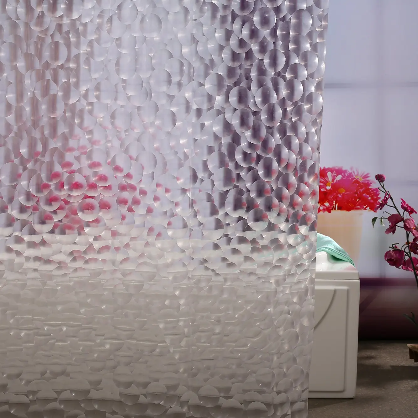 Cortina de ducha de Peva 3D resistente al moho, revestimiento transparente de goma eva, impermeable, 72X72 pulgadas, disponible