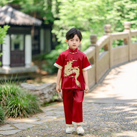Nouvelle tenue d'été pour garçons et enfants, style Tang, vêtements de petit dragon chinois, vente en gros, costume brodé