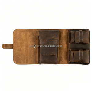 Vintage Tabakbeutel aus <span class=keywords><strong>Crazy</strong></span> Horse Leder, handgefertigte Zigaretten-Aufbewahrungstasche, handgemachtes Zigarrenetui mit Cutter und Feuerzeughalter - Product Image 4