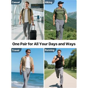 Men's Elastic Waist Lightweight Water Resistant Quick Dry Hiking Outdoor Casual Sweatpants <b>Pants</b> <b>Black</b> XL - Product Image 2