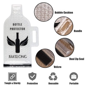 Bolsas de piel de vino PE reutilizables personalizables con asa Bolsa de viaje de burbujas de PVC Alimentos seguros para botellas de vino - Product Image 3
