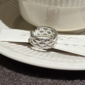 Bague Géométrique en Argent Pur S925 Wenchi, Design Vintage Original, Simple et Tendance, Large, Zircon, Modèle Ouvert Ajustable - Product Image 5